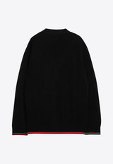 Gucci Signature Web-Trimmed V-neck Cardigan Black 803963XKD96/P_GUC-1060