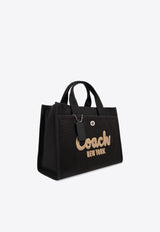 Coach Embroidered-Logo Canvas Tote Bag Black CP158 0-LHBLK