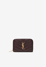 Saint Laurent Cassandre Quilted Leather Zip Wallet Burgundy 804479AAA44/R_YSL-6195