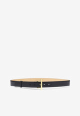 Alexander McQueen T-bar Calf Leather Belt Black 8044991BR0G 1000