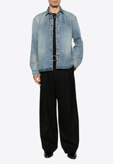 Saint Laurent Trouville Logo Faded Denim Shirt Blue 753029Y07JA_5018