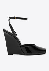 Saint Laurent La Scandale 110 Patent Leather Wedge Sandals Black 8060391TV00/P_YSL-1000