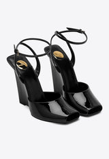 Saint Laurent La Scandale 110 Patent Leather Wedge Sandals Black 8060391TV00/P_YSL-1000