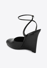 Saint Laurent La Scandale 110 Patent Leather Wedge Sandals Black 8060391TV00/P_YSL-1000