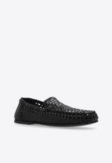 Dolce & Gabbana Hand-Woven Calf Leather Loafers Black A50634 AZ870-80999