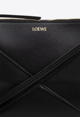 Loewe Puzzle Fold Leather Crossbody Bag Black C510PT1X01 0-BLACK