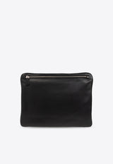 Logo Embossed Leather Clutch Bag