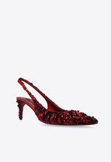 Dolce & Gabbana 60 Sequined Slingback Pumps Burgundy CG0806 A9U87-89554