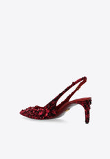 Dolce & Gabbana 60 Sequined Slingback Pumps Burgundy CG0806 A9U87-89554