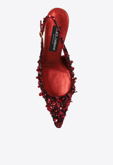 Dolce & Gabbana 60 Sequined Slingback Pumps Burgundy CG0806 A9U87-89554