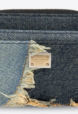 Patchwork Denim Zip Wallet