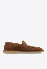 Dolce & Gabbana DG Logo Suede and Shearling Loafers Beige CP0183 A3G52-80024