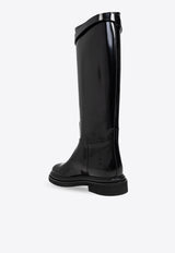 Dolce & Gabbana Logo Plaque Leather Equestrian Boots Black CU1141 A5185-80999