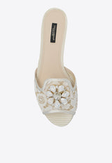 Dolce & Gabbana Bianca Crystal Embellished Lace Flat Sandals Grey CQ0023 AG667-80005