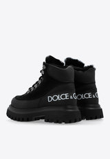 Dolce & Gabbana Kids Boys Logo Print Leather Ankle Boots Black DA5177 AL696-80999