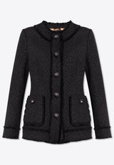 Dolce & Gabbana Single-Breasted Tweed Blazer Black F2940T GDCLW-N0000