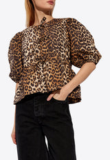 GANNI Leopard Print Blouse Beige F9116 6488-943