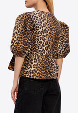 GANNI Leopard Print Blouse Beige F9116 6488-943