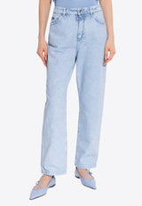 Dolce & Gabbana Logo Plaque Low-Rise Boyfriend Jeans Blue FTC7CD G8LX3-S9001