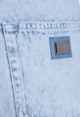 Dolce & Gabbana Logo Plaque Low-Rise Boyfriend Jeans Blue FTC7CD G8LX3-S9001