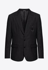 Dolce & Gabbana Single-Breasted DG Logo Wool Blazer Navy Blue G2NW0Z FU28E-N0000