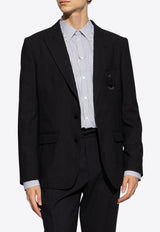 Dolce & Gabbana Single-Breasted DG Logo Wool Blazer Navy Blue G2NW0Z FU28E-N0000