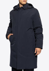 Moncler Larezila Hood Long Parka Jacket Navy Blue J20911C00014 539MS-77D