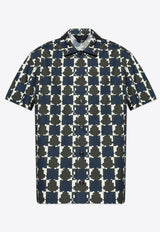 Moncler Pixel Logo Print Shirt Navy Blue J20912F00007 597YJ-S90