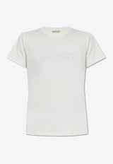 Moncler Crystal Logo Crewneck T-shirt Cream J20938C00021 89AIJ-034