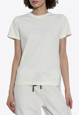 Moncler Crystal Logo Crewneck T-shirt Cream J20938C00021 89AIJ-034