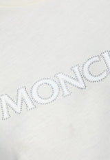 Moncler Crystal Logo Crewneck T-shirt Cream J20938C00021 89AIJ-034
