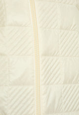 Moncler Checkerboard Quilted Padded Jacket Cream J20932F00004 788LM-034