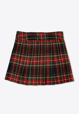 Girls Tartan Check Pleated Skirt