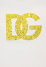 Dolce & Gabbana Kids Girls DG Rhinestones Crewneck T-shirt White L5JTNL G7NUS-W0800