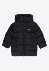 Dolce & Gabbana Kids Girls Logo Print Down Jacket Navy Blue L4JB6T G7NMN-B4902