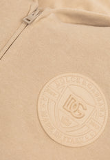 Dolce & Gabbana Kids Boys DG Logo Patch Zip-Up Hoodie Beige L4JWKL G7NXC-M1217