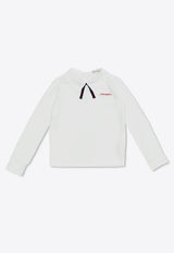 تي شيرت طويل الأكمام بشعار مطرز للبنات