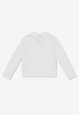 تي شيرت طويل الأكمام بشعار مطرز للبنات