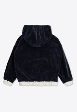 Dolce & Gabbana Kids Boys DG Logo Corduroy Hooded Sweatshirt Navy Blue L4JWJU FUWE3-B0339