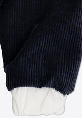 Dolce & Gabbana Kids Boys DG Logo Corduroy Hooded Sweatshirt Navy Blue L4JWJU FUWE3-B0339