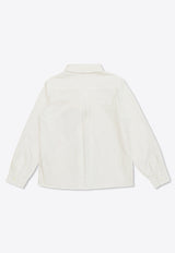 قميص بأزرار مع شعار مطرز للبنات