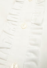 قميص بأزرار مع شعار مطرز للبنات