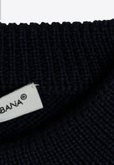 Dolce & Gabbana Kids Boys DG Logo Intarsia Knit Sweater Navy Blue L5KWJ6 JCVV9-B6712