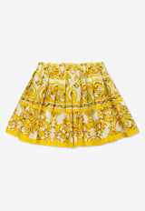 Dolce & Gabbana Kids Girls Majolica Print Skirt White L55I20 FI5JY-HG3TN