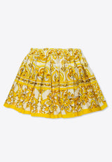 Dolce & Gabbana Kids Girls Majolica Print Skirt White L55I20 FI5JY-HG3TN