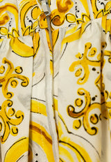 Dolce & Gabbana Kids Girls Majolica Print Skirt White L55I20 FI5JY-HG3TN