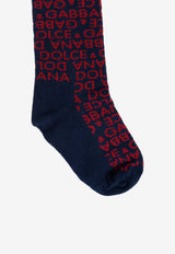 Dolce & Gabbana Kids Girls Logo Jacquard Tights Blue LBKAE9 JBCDO-S9000