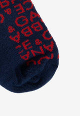 Dolce & Gabbana Kids Girls Logo Jacquard Tights Blue LBKAE9 JBCDO-S9000