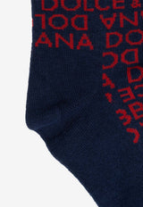 Dolce & Gabbana Kids Girls Logo Jacquard Tights Blue LBKAE9 JBCDO-S9000