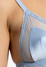 Dolce & Gabbana Lace-Trimmed Satin Triangle Bra Light Blue O1F45T ONP15-F3981